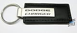 Dodge Charger Black Leather Key Fob Authentic Logo Key Chain Key Ring Keychain Lanyard