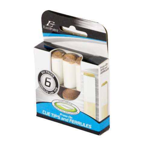 EastPoint Sports PressOn Billiard Cue Ferrules and Tips, 6 Pack