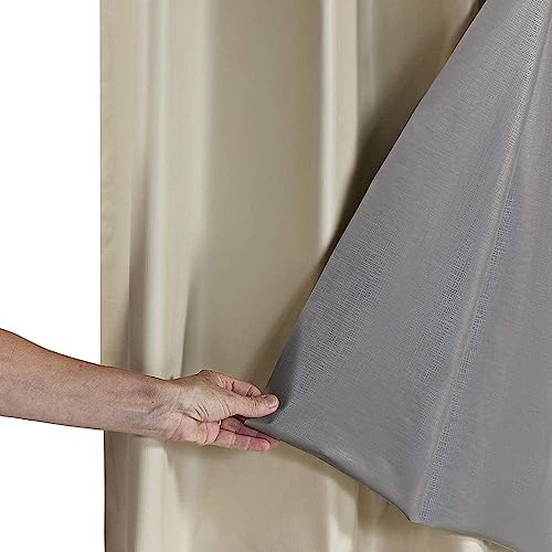 Cortina Blackout PVC com Tecido Voil Xadrez 2,80 m x 2,30 m Bege