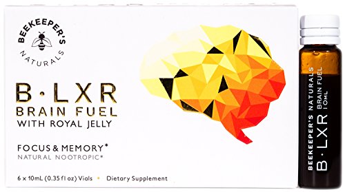 BLXR Brain Fuel by Beekeeper’s Naturals | 6 Vials | Nootropic Brain Supplement with Royal Jelly, Ginkgo Biloba and Bacopa | Supports Mental Clarity, Focus, Memory and BDNF | Caffeine Free