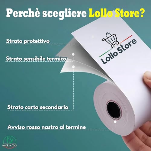 Thermal Paper Rolls 57 x 20 m – Pack of 10 Rolls – BPA Free, High Print Sensitivity – Tax Approved for Cash Registers, Bars and Tobacco – 12 mm Core – Made in Italy