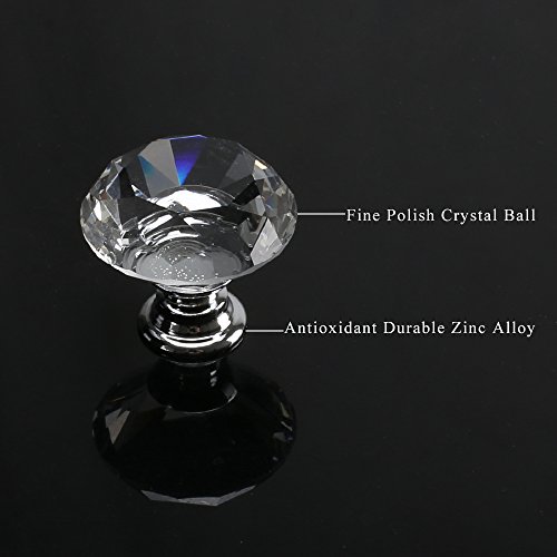 10PCS Crystal Drawer Pulls Glass Clear Door Knobs for Kitchen Cabinets Wardrobe Cupboard Closet Hutch Chest Desk, Diamond Shape Furniture Handles w/Screw by INNKER - Thumbnail 3