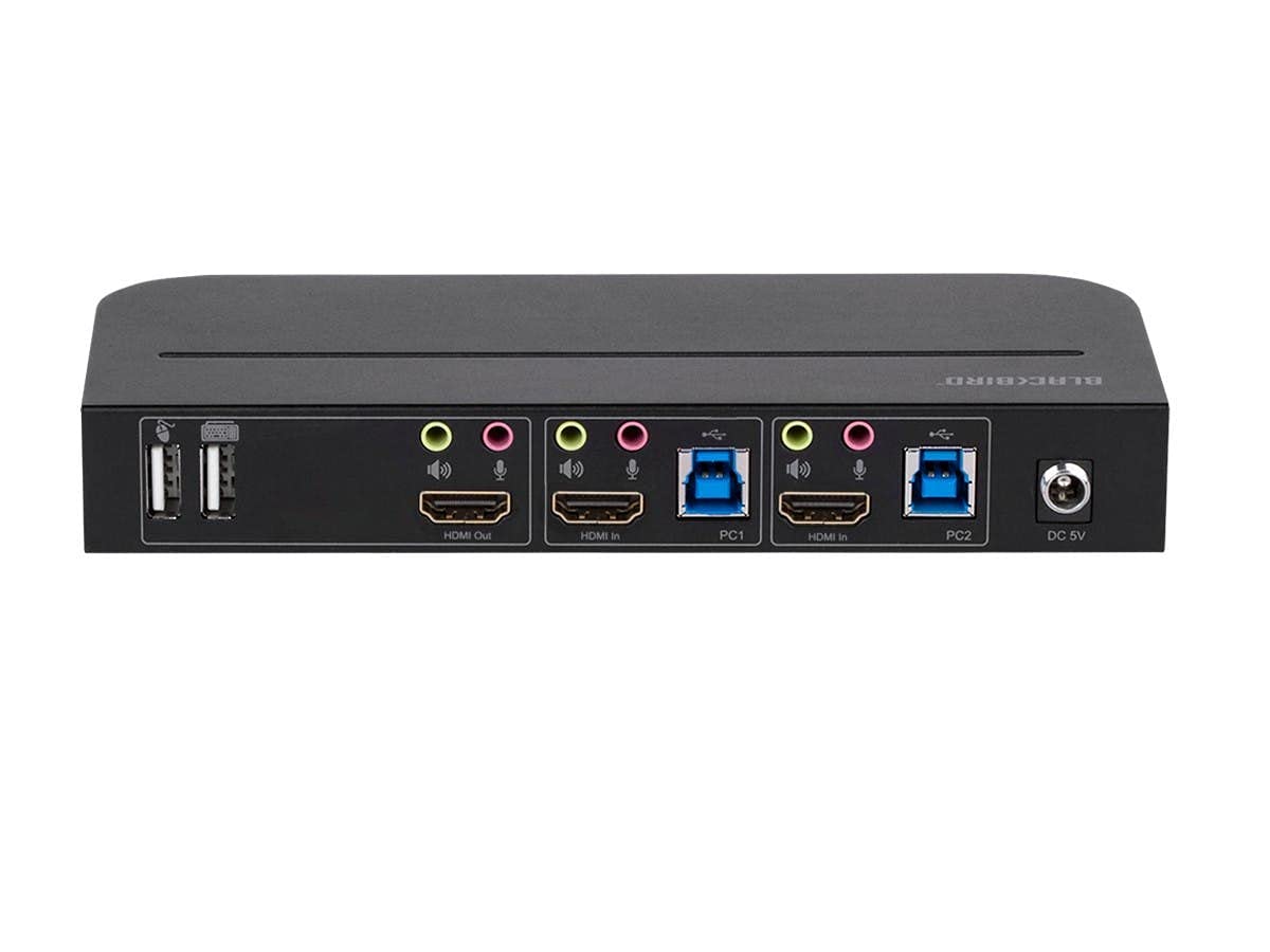 Monoprice 4K HDMI 2.0 and USB 3.0 2x1 KVM Switch - 4K@60Hz, 18 Gbps, HDR, YCbCr 4:4:4, HDCP 2.2, HDMI 2.0, Share 2 Computers with 1 Keyboard Mouse, Monitor, Printer, Black - Blackbird Series