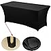HAORUI Fitted Spandex Tablecloth, Tight Rectangle Wrinkle Resistant Table Clothes, Washable Stretch Rectangular Patio Table Cover for Banquets, Weddings, Parties, Kitchen (4 ft, Black)