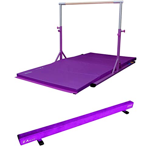 Z ATHLETIC Elite Gymnastics Bar, 4ft x 8ft x 2in Mat, and 7" Off Ground
