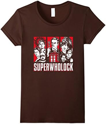 Womens Superwholock shirt Funny Humour Keep Calm Don't blink Shirt Medium Brown