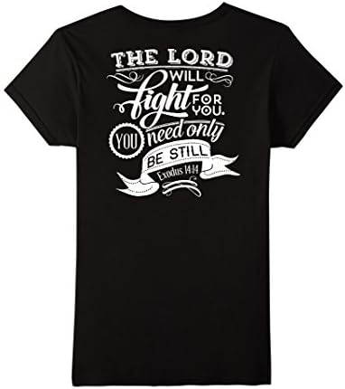 Womens Exodus 14:14 Bible Verse Scripture T-Shirt for Men and Women Large Black