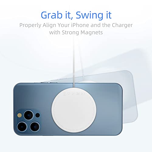 Magnetic Wireless Charger Fast Charging Pad: USB C Ultra Slim with Cable - Compatible with Apple MagSafe Devices - iPhone 13/12/Pro/Pro Max/Mini Airpods Pro - Qi Enabled Devices - Samsung Galaxy Note
