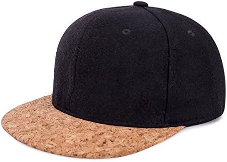 CHOSUR Hip Hop Men Hat Baseball Caps Soft Cotton Adjustable Snapback Cork Flat Brim Hat (Black)