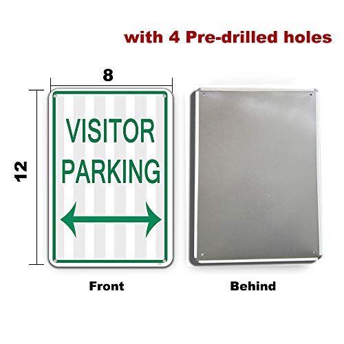 Visitor Parking Only with Arrow Metal Durable Tin Signs No Parking Sign for Business Industrial Warning 8x12 Inches Resistant Weather Proof Outdoor Easy to Mount