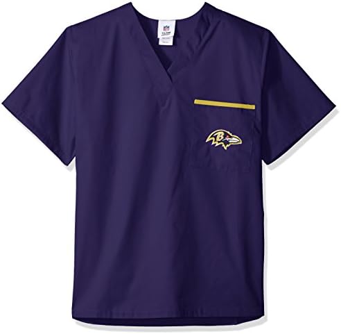 NFL Scrub Dudz Solid Scrub Top, Baltimore Ravens, Purple