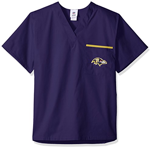 NFL Scrub Dudz Solid Scrub Top, Baltimore Ravens, Purple