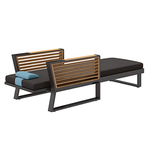 OUTLIV. New York Loungeliege, Gartenliege mit Aluminium Kufen-Gestell und Polster aus Olefin Anthrazit/Hellblau – Bild 8