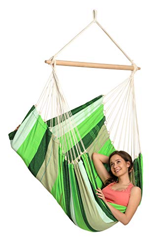 AMAZONAS - XL Hängesessel Brasil | Hängesessel ohne Gestell mit großer Sitzfläche, handgefertigt in Brasilien | Belastbar bis 150 kg; Sitzfläche 1,6m x 1,3m; Stablänge 1,1m | Farbe: Oliva – Bild 3