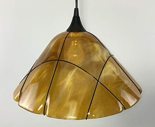 Amber, White and Black Glass Light Shade - Available in 12 inch and 16 inch diameter