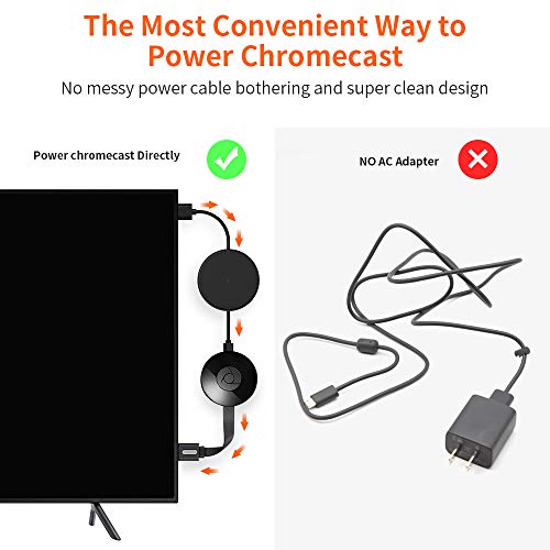 USB Power Cable for Chromecast Accessories, Micro USB Power Adapter for Chromecast and Chromecast Ultra (No AC Adapter Required)