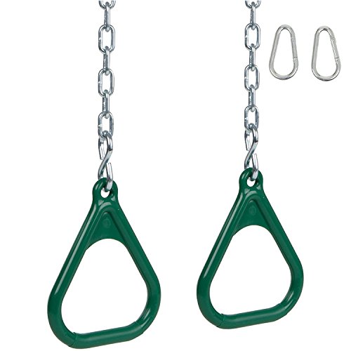 Swing Set Stuff Trapeze Rings and Chains with SSS Logo Sticker, Green