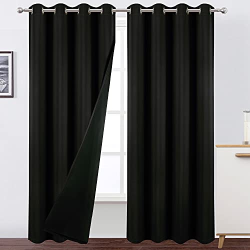 LEMOMO 100% Blackout Curtains 52 X /black