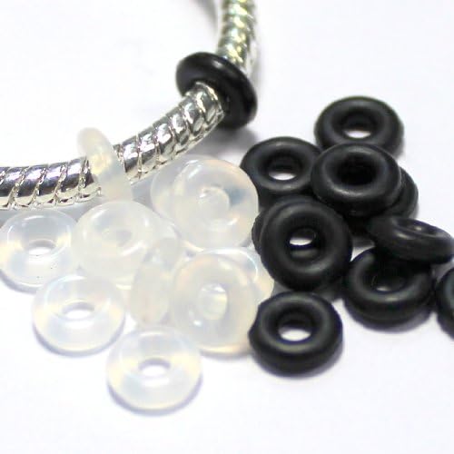 Pro Jewelry 500 High Quality Silicone Rubber Stoppers (Mixed Black & White) for Use Alone or with Clip Lock Spacer Charm