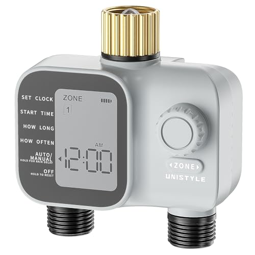 Unistyle Irrigation Computer 2 Outputs | New Edition 2026 - Automatic Garden Watering, Easy and Intuitive Operation, Brass Connection in Heavy Design, Flexible Irrigation Programs