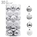 Valery Madelyn 30ct 60mm Frozen Winter Silver White Shatterproof Christmas Ball Ornaments Decoration,Themed with Tree Skirt(Not Included)