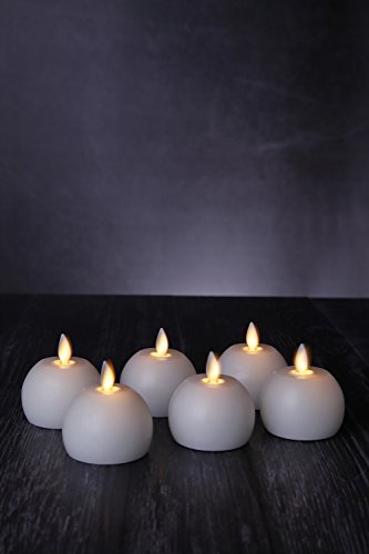 Real Wax Flameless Candles with Timer (Set of 6) - Round Ball Ivory LED Candles 2.2"x 1.6"- Flickering Warm White Flame - Battery Operated Candles Lights with 10-Key Remote Control- Unscented - Thumbnail 4