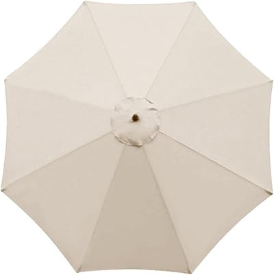 TWSOUL Replacement Parasol Canopy 3m 8 Ribs White UV Waterproof Fabric Cover