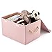 EZOWare Large Storage Boxes [2-Pack] Large Linen Fabric Foldable Storage Cubes Bin Box Containers with Lid and Handles for Nursery, Children, Closet, Bedroom, Living Room - Pink
