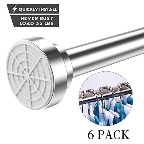 ALLRIER Tension Shower Curtain Rod - Never Rust Non-Slip Adjustable Closet Rod, Chrome, Tension Rod for Bathroom Kitchen Wardrobe Doorway Windows, No Drilling Stainless Steel Spring Tension Rod 25-43"
