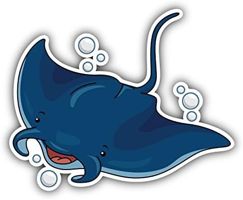 Manta Ray Cartoon Art Decor Bumper Sticker 5'' x 4''