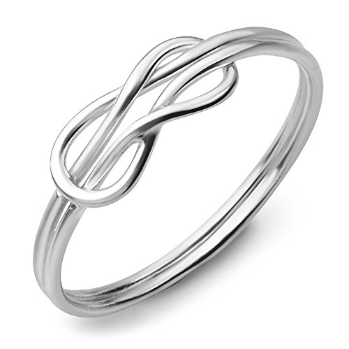 925 Sterling Silver Double Band Celtic Love Knot Symbol Infinity Ring Jewelry Size 8