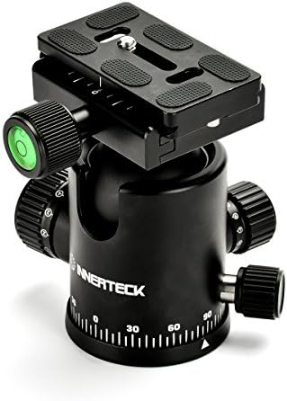 InnerTeck Aluminium Alloy Heavy Duty Camera Video Tripod Ball Head Ballhead 360 Degree Fluid Rotation Tripod Ball Head with 1/4" Threaded Quick Release Plate for SLR and DSLR Cameras Tripods
