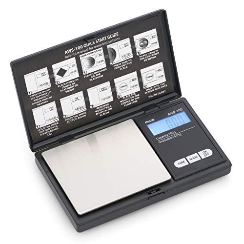 AMERICAN WEIGH SCALES Series Digital Pocket Weight Scale 100g x 0.01g, (Black), AWS-100-Black