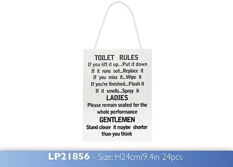 Leonardo Unique Toilet Rules Novelty Hanging Bathroom White Plaque,Funny Wooden Sign for Wall or Door, 24 x 16 cm - Image 3