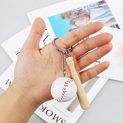 Baseball & Wooden Bat Keychains 6 Pack Baseball Party Favors for Baseball Themed Party, Birtyday Party and Goody Bags - Thumbnail 2