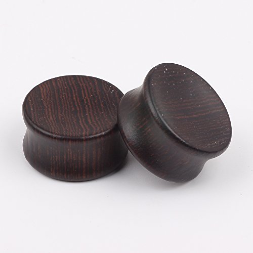 TIANCI FBYJS 3 Pair Concavity Black Wooden Gauges Wood Ear Tunnels for Women Men Earrings Plugs Stretcher Expander Piercing 00g (00g=10mm)