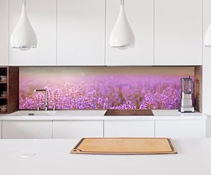 Aufkleber Küchenrückwand Lavendel Feld Sommer Sonnenuntergang Folie selbstklebend Dekofolie Fliesen Möbelfolie Spritzschutz 2