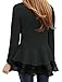 Allegra K Women Round Neck Long Sleeves Chiffon Panel Spring Peplum Top XL Black