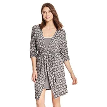 Kathy Ireland Womens Lace Trim Chemise Nightgown & Belted Wrap Robe