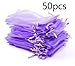 Tojwi Pack of 50 Purple color Organza Drawstring Gift Bag Pouch Wrap for Party/Game/Wedding (7x5