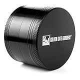 Golden Gate Grinders #1 Best Herb Grinder 2.5 Inch 4-piece Anodized Aluminum with Pollen Catcher - Large Black