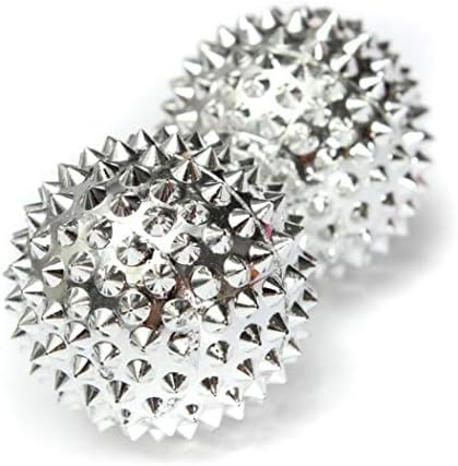 IEnkidu Hand Massage Balls Body Acupressure Magnetic Spiky Massage Acupuncture Pain (Silver)