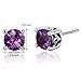 Peora Simulated Alexandrite Stud Earrings 925 Sterling Silver, Solitaire Scroll Gallery, 2.50 Carats Total, Round Shape 6mm, Friction Backs, Sparkling Color Change Alexandrite Jewelry