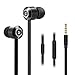 Earphones,TechRise Stereo in-ear Headphone Headset Earphone Microphone ,High Definition,Tangle Free, Noise Isolating,HEAVY DEEP BASS for iPhones, iPads,Android, LG, PC Laptop, and More-Metal Black