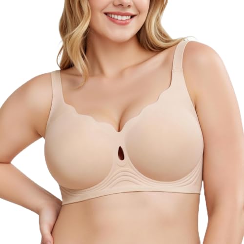 UIMERO Jelly Wireless Bra for Women Wave Push Up Seamless T-Shirt Bras Comfortable Full Coverage Bralettes Lift Everyday Bras