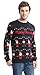 Daisysboutique Men's Holiday Reindeer Snowman Santa Snowflakes Sweater (Large, Striped Black)