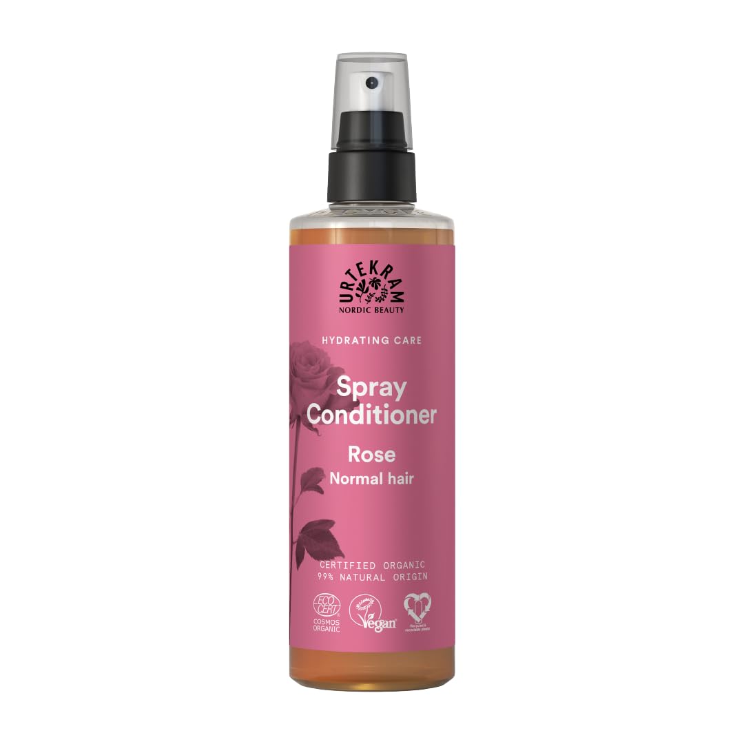 Urtekram Spray Conditioner - Rose - Normal Hair -Vegan, Organic, Hyaloronic Acid, Natural Origin, 250 ml