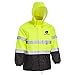 John Deere Unisex High Visability ANSI Class III Rain Suit Jacket and Bib with Color Block, High Visability, Water Resistant, and Reflective 3M Tape, Yellow, Black, 2X-Large (JD44530/2XL)