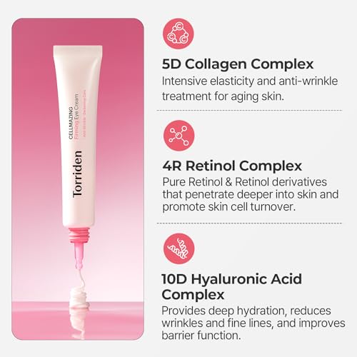 Torriden CELLMAZING Collagen Firming Eye Cream 30ml (1.01 fl.oz) | Wrinkle Improvement and Dark Circles Care | 5D Collagen Complex, 4R Pure Retinol