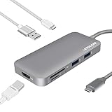 USB C Hub, Letscom 7 ports Type C Hub with USBC Charging Port, HDMI Port, 3 USB 3.0 Ports, SD & MicroSD Card Reader, Portable for MacBook Pro, Chromebook Pixel and More Type-C Devices